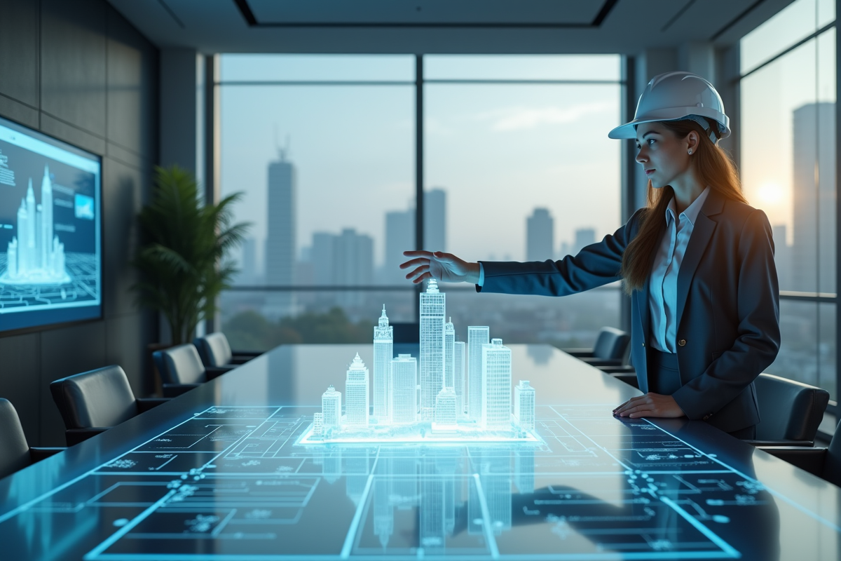 Architecte utilisant la réalité augmentee en interieur