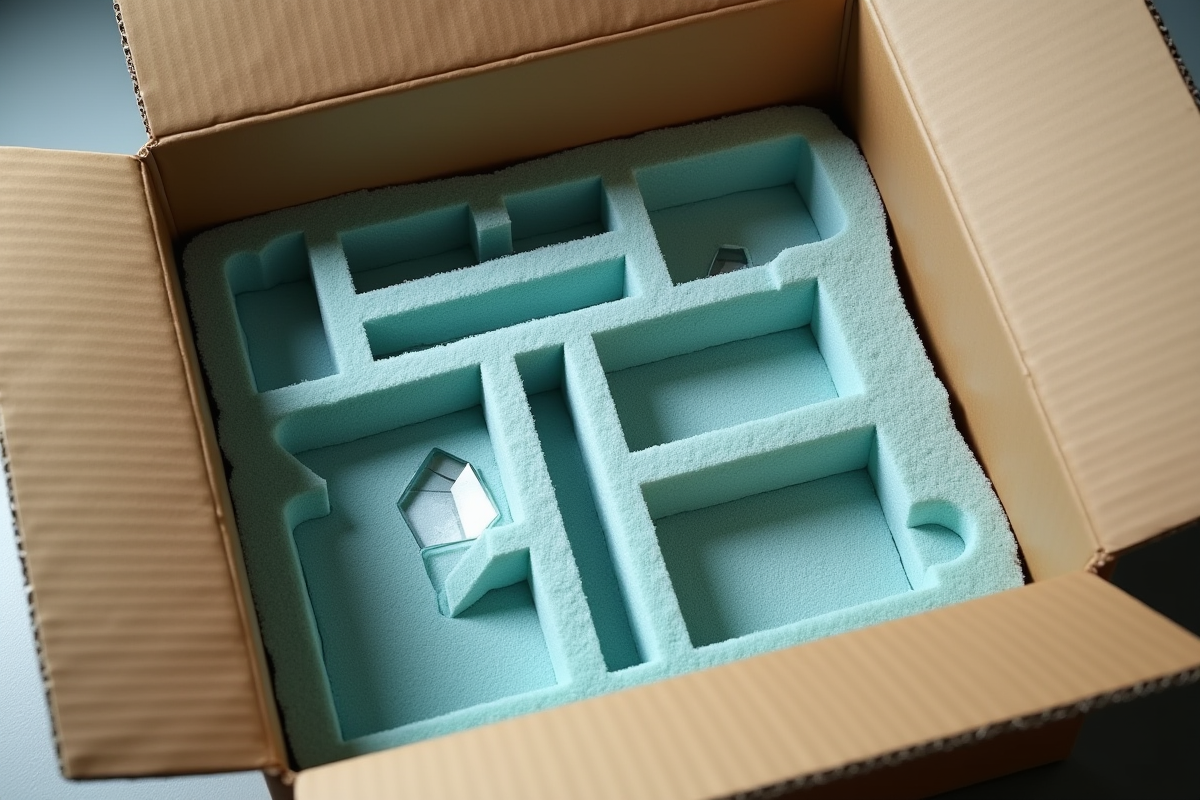 Boîte en carton avec compartiments pour éclats de verre protégés