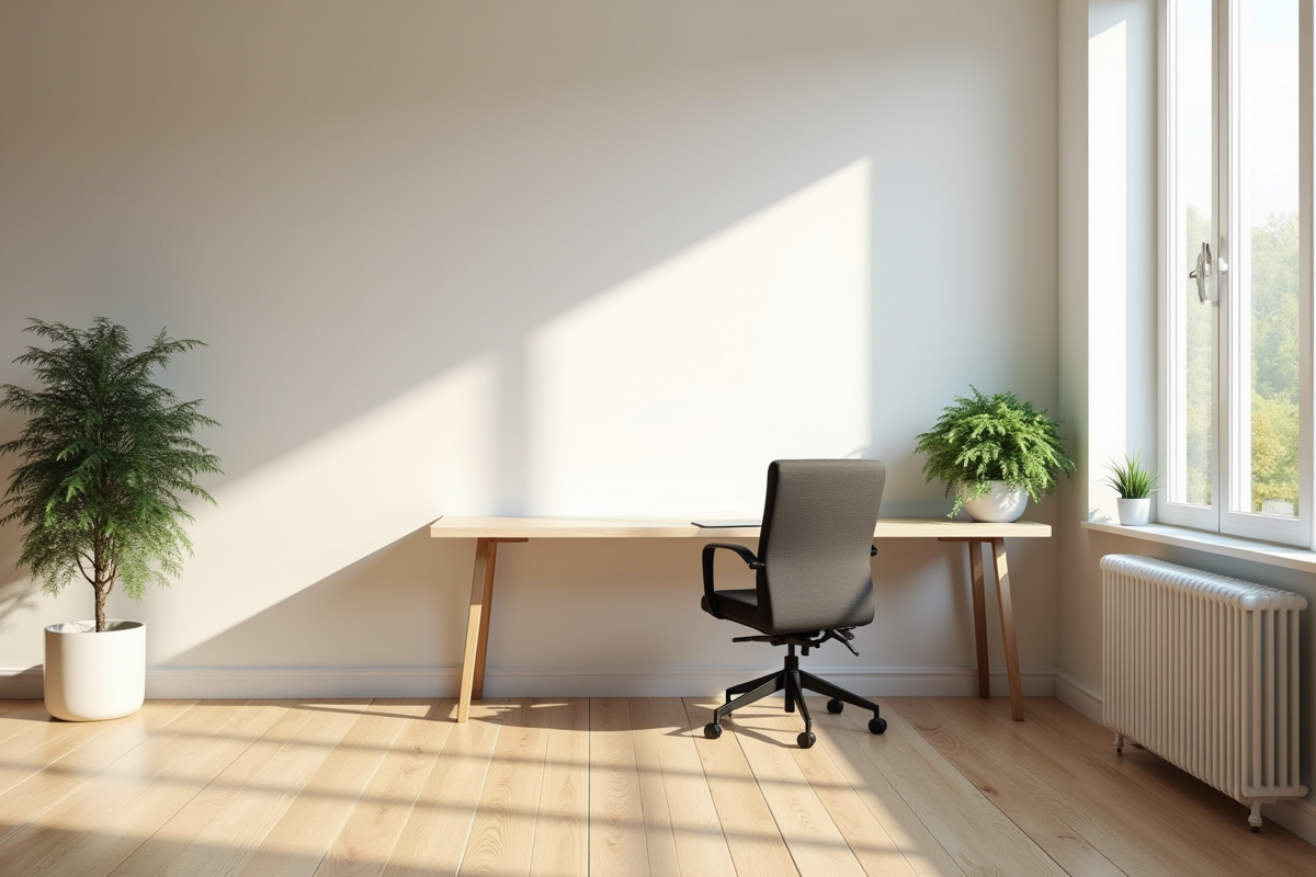 Espace optimal entre un bureau et un mur pour un aménagement efficace