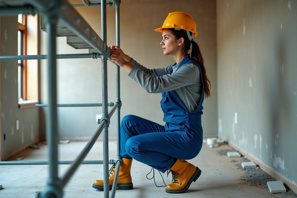 Jeune femme v&eacute;rifiant la s&eacute;curit&eacute; d