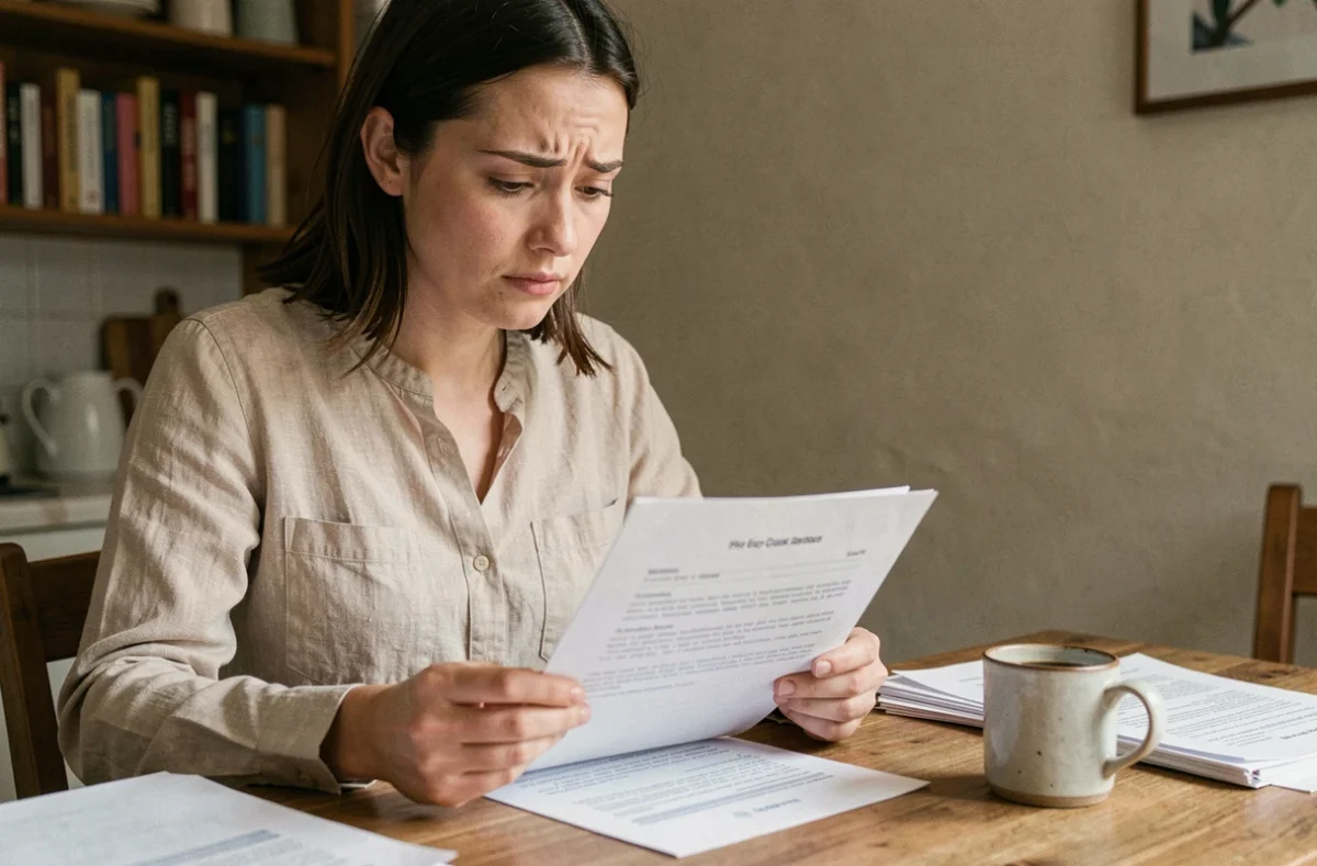 Jeune femme consultant un document administratif pour justifier son domicile sans facture à son nom