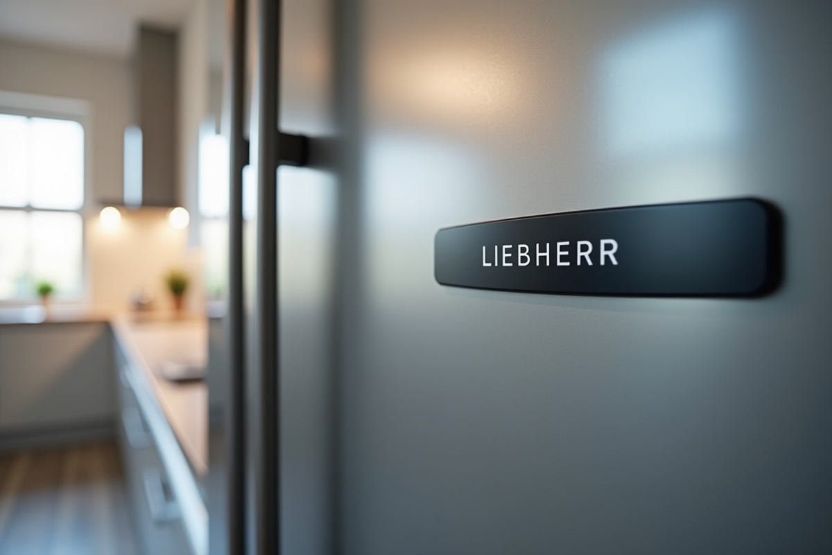 Détail de la porte du refrigerateur Liebherr avec poignée métallique