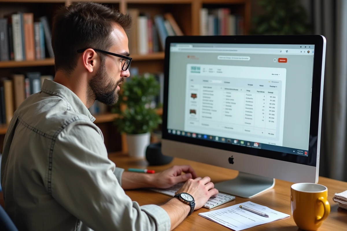 Homme vérifiant le suivi de commande d'un dressing personnalisé commandé sur internet