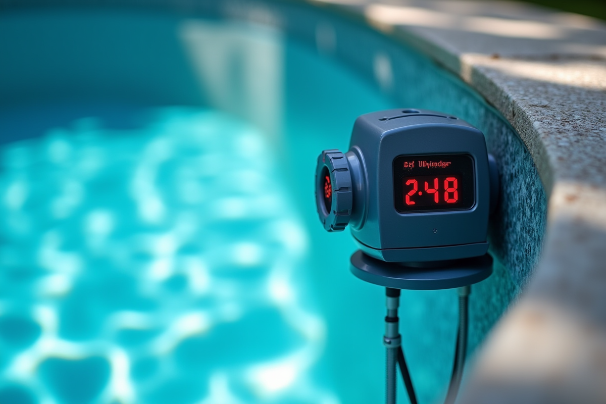 Panneau de controle du systeme de filtration de la piscine