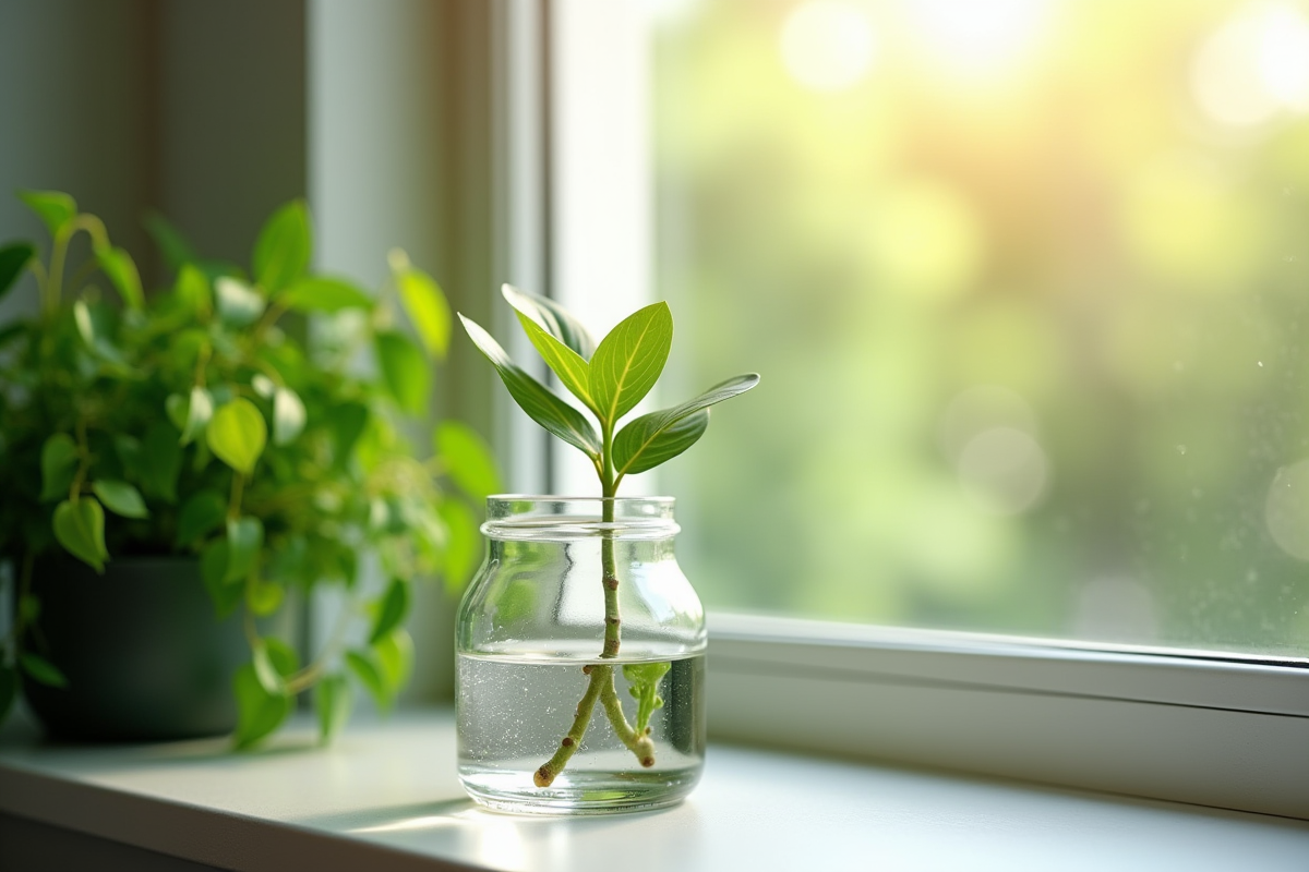 Tige de plante placée dans un petit vase d