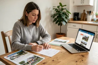 Femme vérifiant une liste de points importants avant de contacter un artisan pour des travaux à domicile