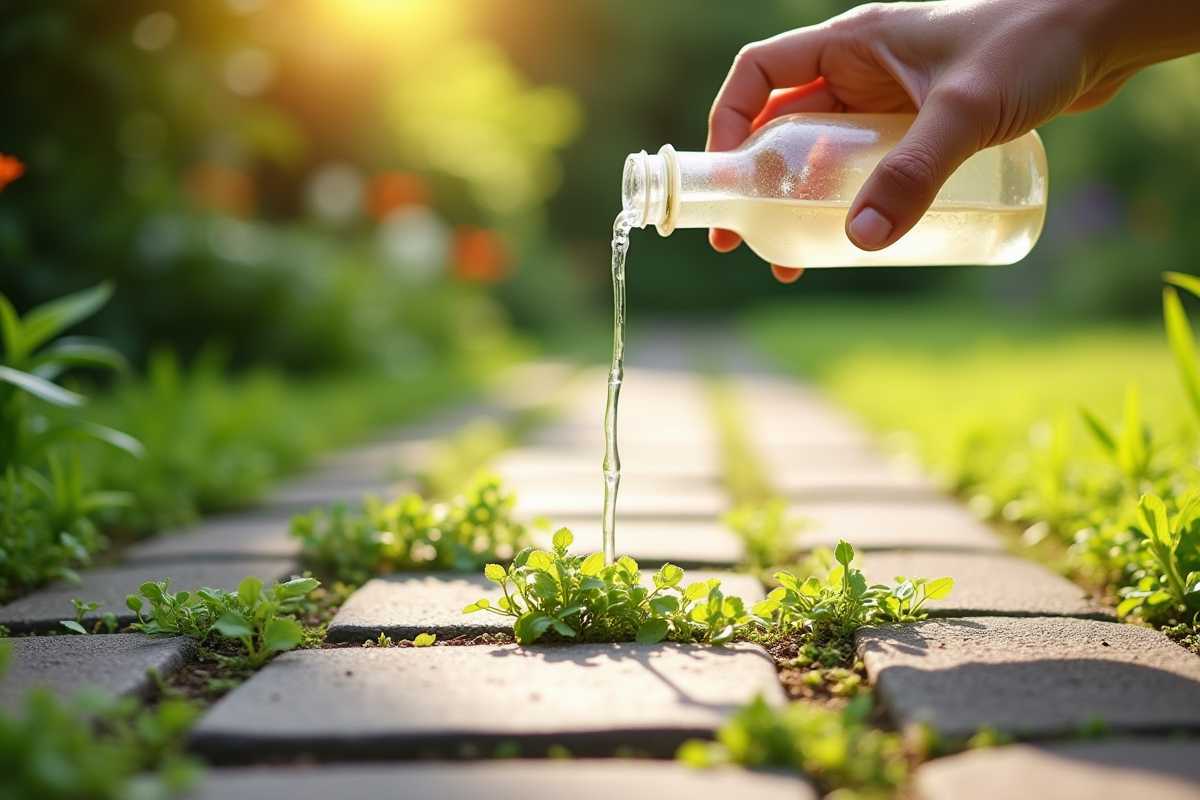 Utilisation du vinaigre blanc pour éliminer les mauvaises herbes efficacement